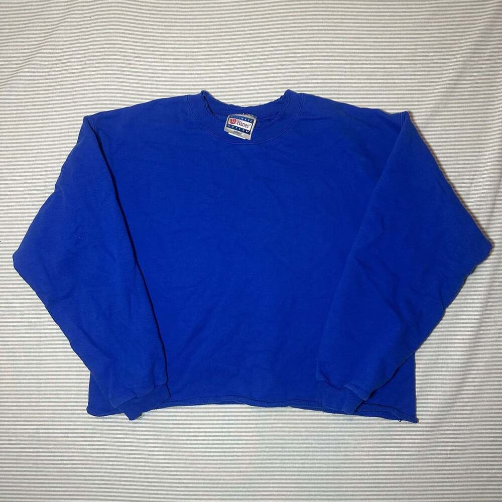 Hanes Ultimate Cotton Printpro Blue Sweatshirt Size M